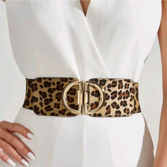 six eight ten Accessories - Womens Fall Belt Leopard Wide Band Front Clip High Waist Belt - 3 sizes